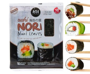 Przejdź do produktu Algi morskie prażone nori do sushi liście gold wodorosty glony 10szt listki