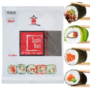 Przejdź do produktu Algi morskie prażone nori do sushi liście gold wodorosty glony 8szt listki