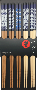 Przejdź do produktu Zestaw pałeczek do sushi PREMIUM Błękitne wzory 22,5cm