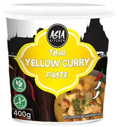 Przejdź do produktu Asia Kitchen pasta curry przyprawa sos tajska indyjska Żółta 400g ostra